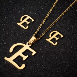 Halskette Buchstaben mit Ohrringe Silber, Gold